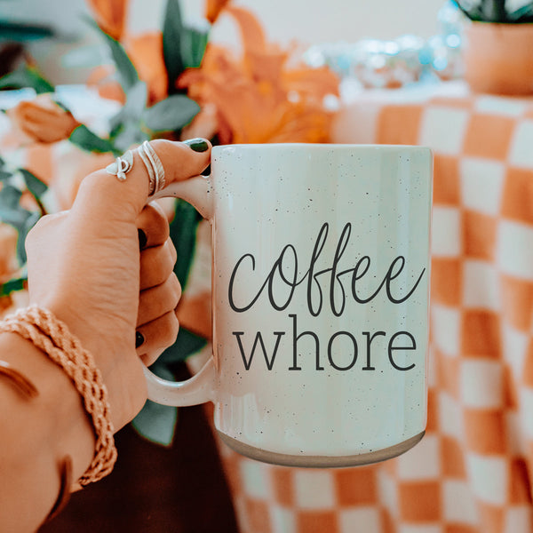 Bye Felicia Goods® “Coffee Whore” Ceramic Mug – Funny Oversized Coffee Cup