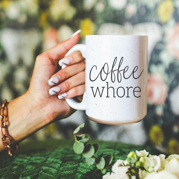 Bye Felicia Goods® “Coffee Whore” Ceramic Mug – Funny Oversized Coffee Cup