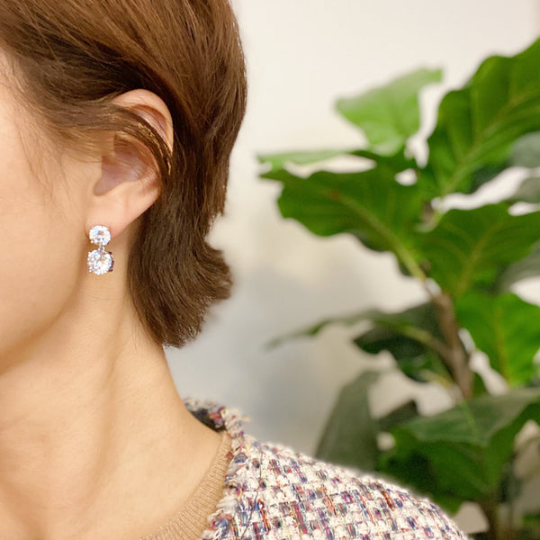 Bye Felicia Goods® Double Diamond Dangle Earrings – CZ Sparkle Drop Style