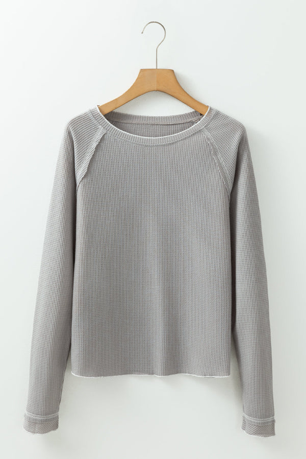 Daisy Textured Round Neck Long Sleeve Top-3