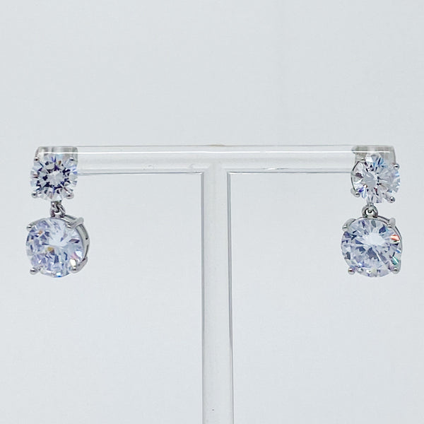 Bye Felicia Goods® Double Diamond Dangle Earrings – CZ Sparkle Drop Style