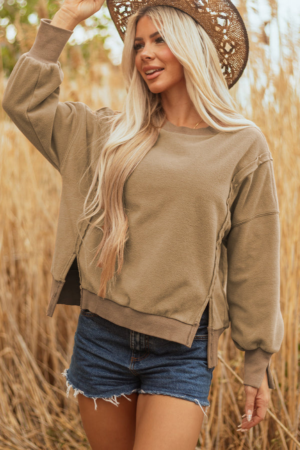 TatumFuzzy Sherpa Splicing Pullover Sweatshirt-0