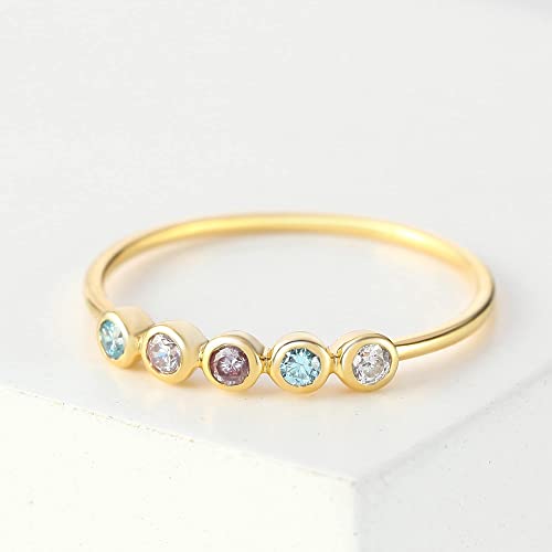 Bye Felicia Goods® Custom Birthstone Ring – Personalized Family Birthstone Ring | Sterling Silver Mother’s Ring Gift (Up to 5 Stones)