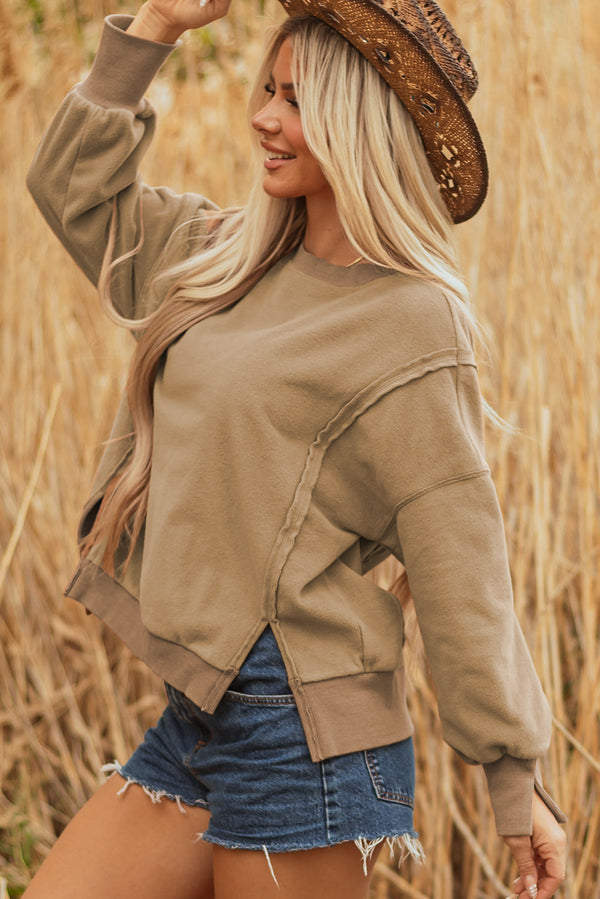 TatumFuzzy Sherpa Splicing Pullover Sweatshirt-2