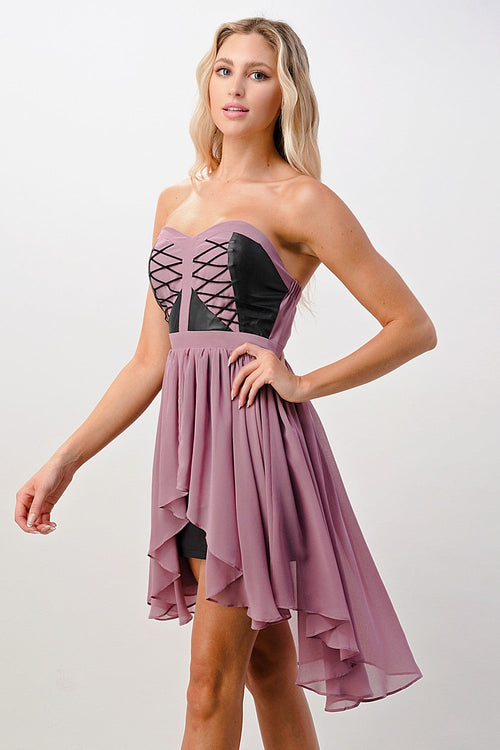 Serve & Slay – Vegan Leather Hi-Low Tube Dress