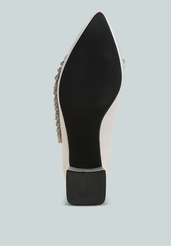 Abatina Satin Diamante Embellished Pumps-4