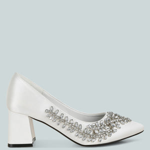 Abatina Satin Diamante Embellished Pumps-0