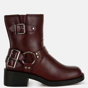 Caribou Harness Detail Biker Boots-0