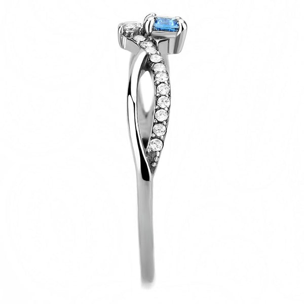 Bye Felicia Goods® Sea Blue CZ Ring – High-Polish Stainless Steel