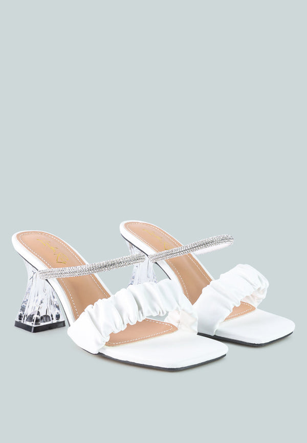 Date Look Clear Heel Rhinestone Sandals-2