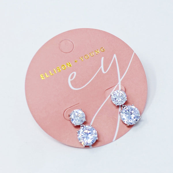 Bye Felicia Goods® Double Diamond Dangle Earrings – CZ Sparkle Drop Style