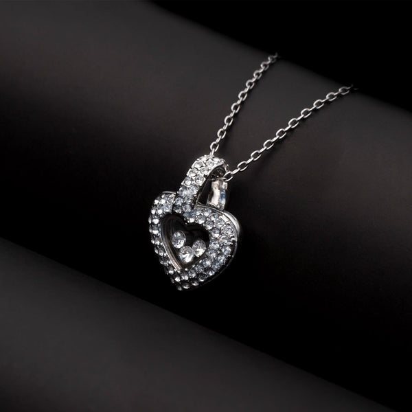 TRYNDI™ To My Wife Floating Heart Necklace With Authentic Swarovski Crystals-3