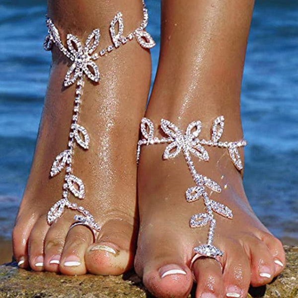 Bye Felicia Goods® Boho Sparkle Cubic Zirconia Anklet – 11" Adjustable Beach & Everyday Anklet