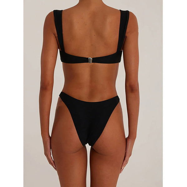 Metal Buckle Bikini For Women, Black, Soho, BYMANYC New York.-1
