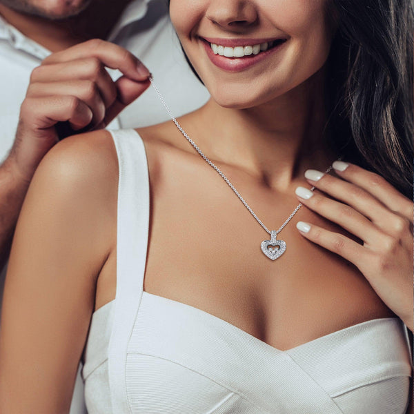 TRYNDI™ To My Wife Floating Heart Necklace With Authentic Swarovski Crystals-4