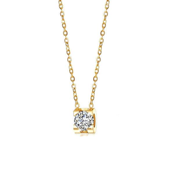 Bye Felicia Goods® CZ Pendant Necklace – 14K Gold PVD over Surgical Stainless Steel