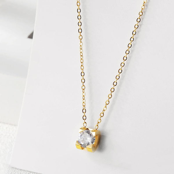 Bye Felicia Goods® CZ Pendant Necklace – 14K Gold PVD over Surgical Stainless Steel