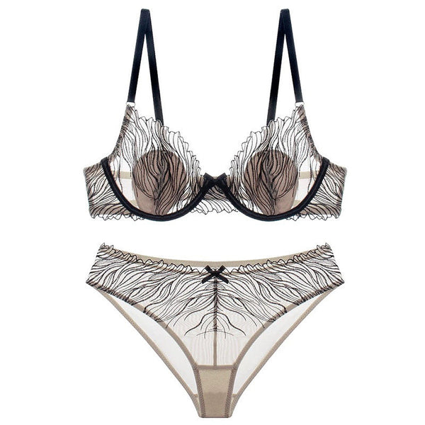 Plus Size Lace Bra Set with Leopard Print Minimizer For Women, Tribeca, BYMANYC New York.-2