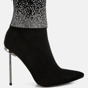 Podstar Rhinestones Embellished Foldover Boots-5