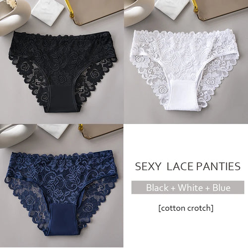 Bye Felicia Goods® 3-Piece Luxury Floral Lace Panty Set – Sexy Embroidered Briefs