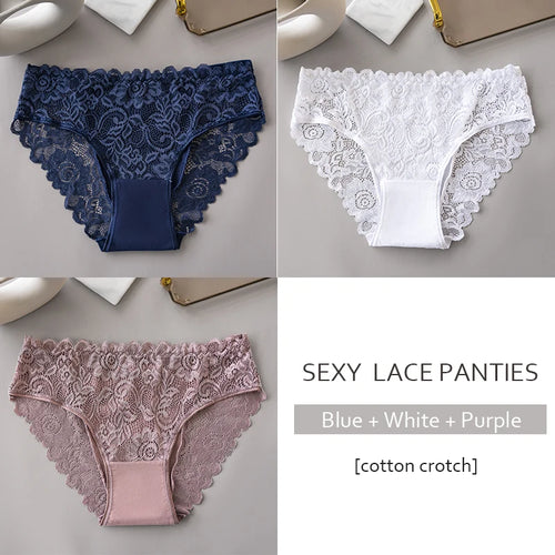 Bye Felicia Goods® 3-Piece Luxury Floral Lace Panty Set – Sexy Embroidered Briefs
