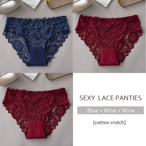 Bye Felicia Goods® 3-Piece Luxury Floral Lace Panty Set – Sexy Embroidered Briefs