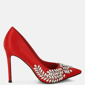 Ashlyn Rhinestones Embellished Satin Stiletto Pumps-6