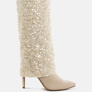 Sin City Sequinned Fold-Over Calf Boots-0
