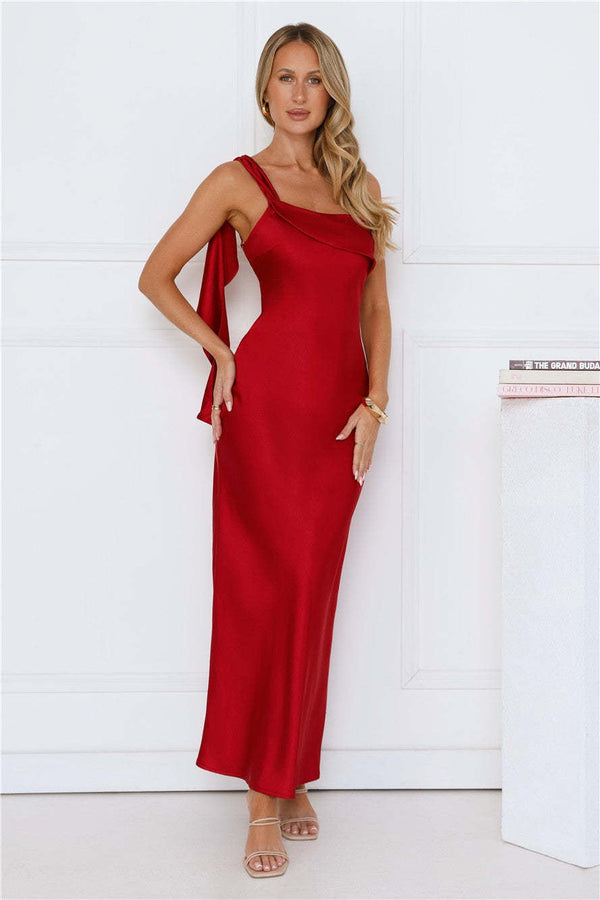 Strapless Satin Slit Long Dress For Women, Upper East Side, BYMANYC New York.-4