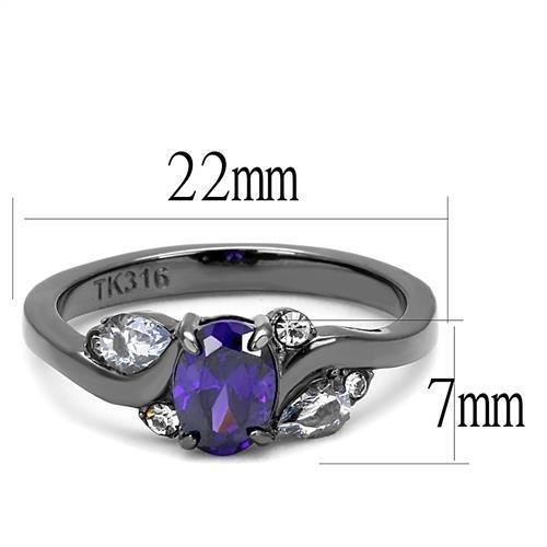 Bye Felicia Goods® Tanzanite CZ Statement Ring – IP Gunmetal Stainless Steel AAA Grade