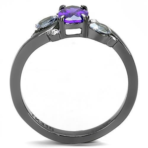 Bye Felicia Goods® Tanzanite CZ Statement Ring – IP Gunmetal Stainless Steel AAA Grade