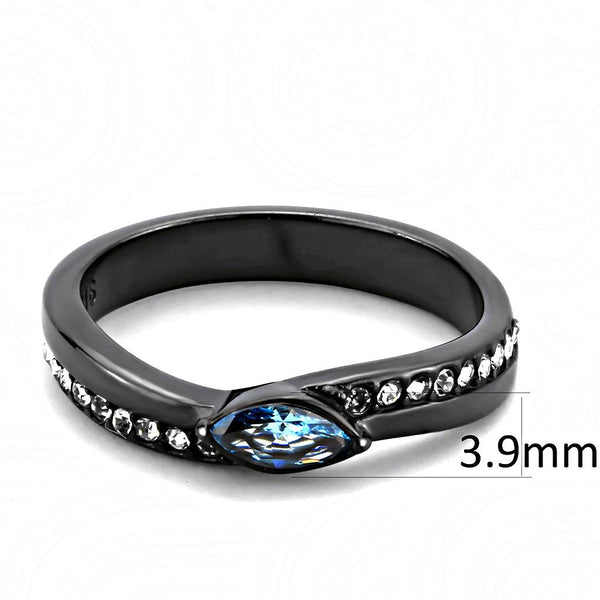 Bye Felicia Goods® Sea Blue CZ Ring – IP Gunmetal Stainless Steel