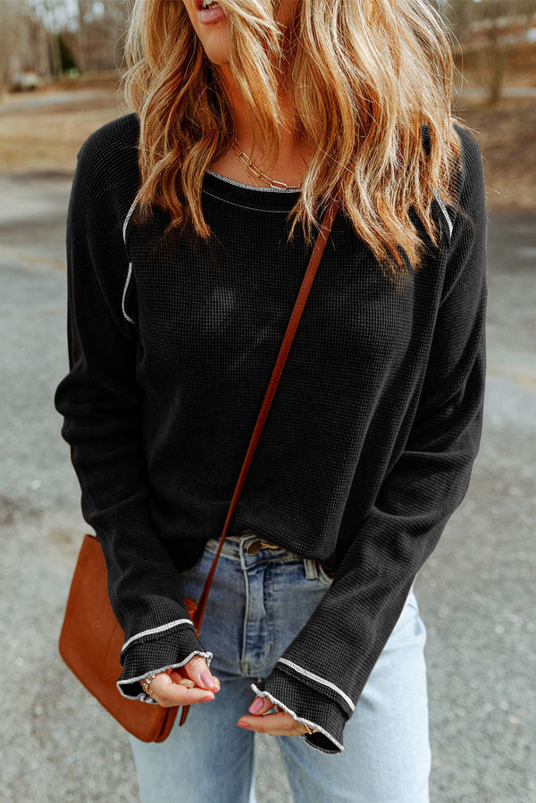 Daisy Textured Round Neck Long Sleeve Top-8