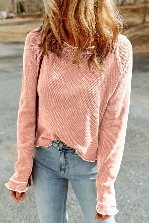 Daisy Textured Round Neck Long Sleeve Top-7
