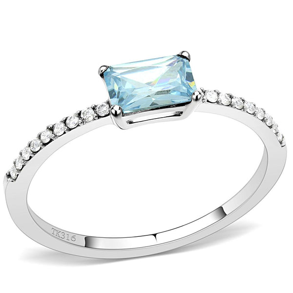 Bye Felicia Goods® Sea Blue CZ Ring – High-Polish Stainless Steel