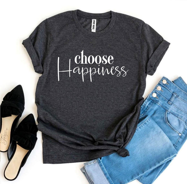 Bye Felicia Goods® “Choose Happiness” T-Shirt – Positive Everyday Graphic Tee