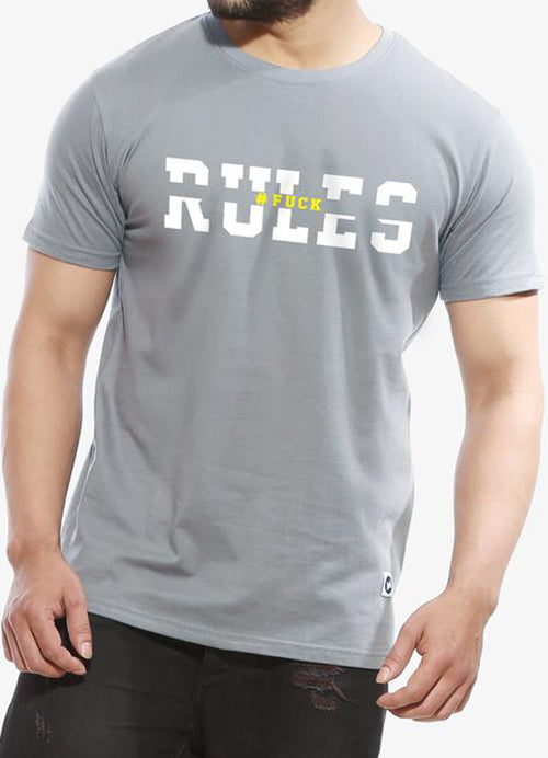 Rules #F*ck- Grey Funky Men's Half Sleeve T Shirt