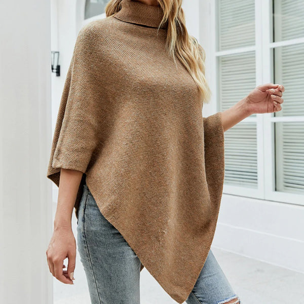 Bye Felicia Goods® Women’s Turtleneck Poncho – Cozy Knit with Side Button Details