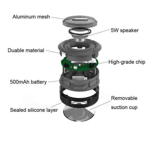 Rugged Mini Bluetooth Speaker – Waterproof, Portable & Suction-Ready
