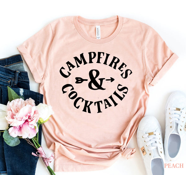 Bye Felicia Goods® “Campfires & Cocktails” T-Shirt – Cozy Outdoor Vibes Tee