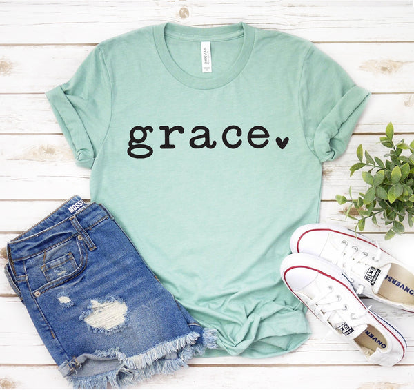 Bye Felicia Goods® “Grace” Heart Graphic T-Shirt – Bella+Canvas Classic Tee
