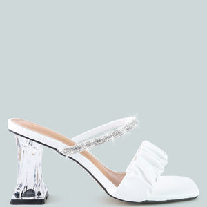 Date Look Clear Heel Rhinestone Sandals-0