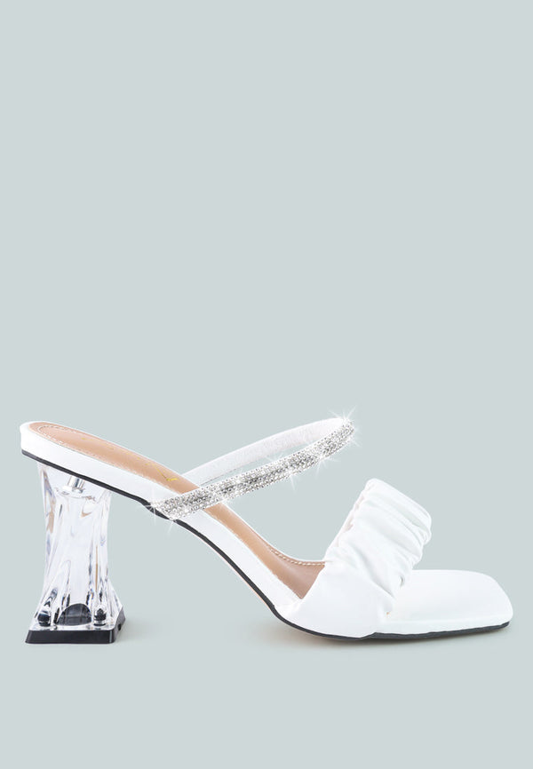 Date Look Clear Heel Rhinestone Sandals-0