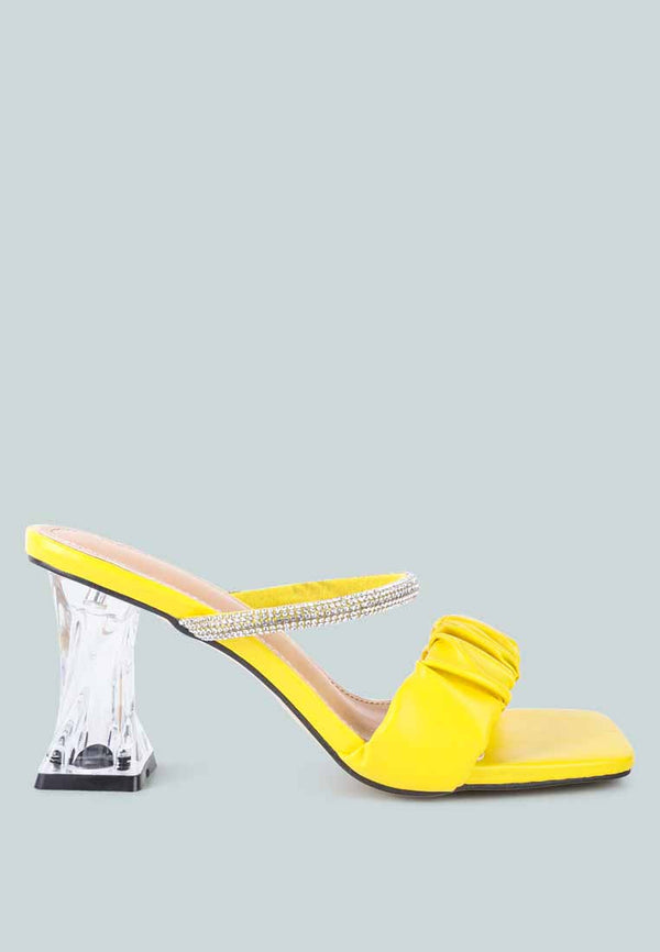 Date Look Clear Heel Rhinestone Sandals-5