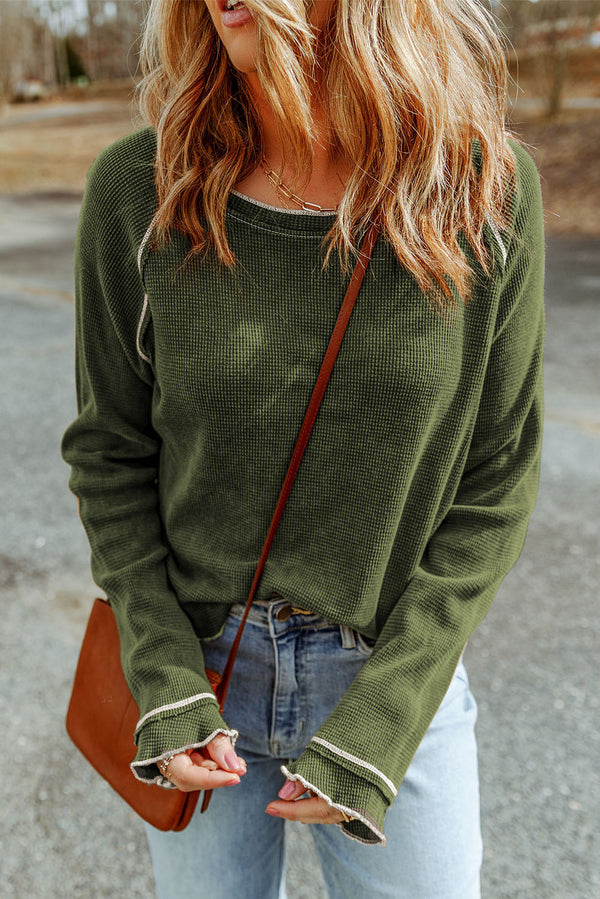 Daisy Textured Round Neck Long Sleeve Top-6