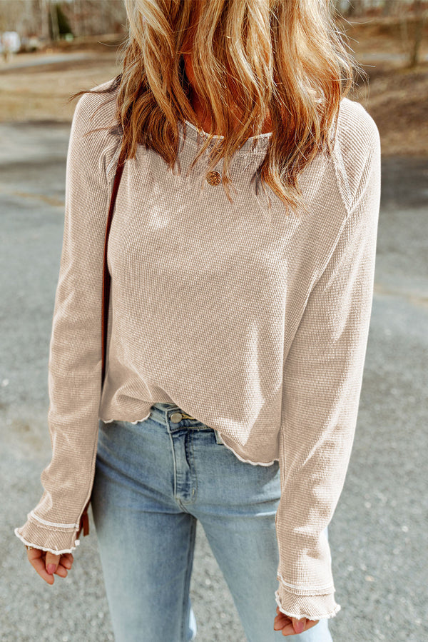 Daisy Textured Round Neck Long Sleeve Top-9