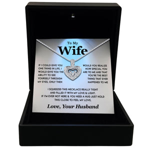 TRYNDI™ To My Wife Floating Heart Necklace With Authentic Swarovski Crystals-0