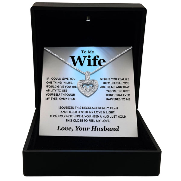 TRYNDI™ To My Wife Floating Heart Necklace With Authentic Swarovski Crystals-0