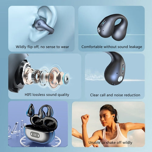 No Buds in Your Ear? No Problem – Open Ear Bluetooth 5.3 Earbuds w/ Display