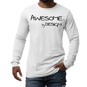 Mens Long Sleeve Graphic T-shirt Awesome by Design Black Print-0